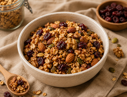 Granola Casera con Frutos Secos y Arándano