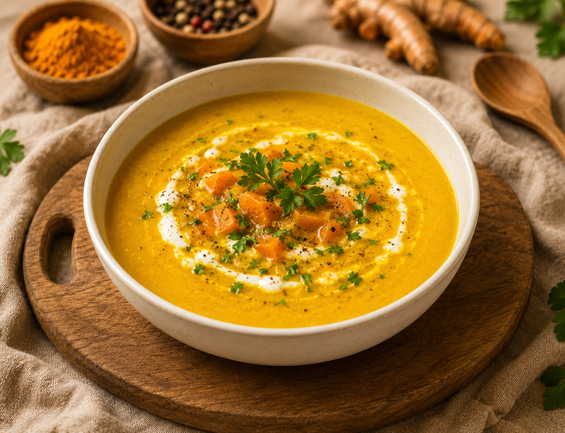 Sopa reconfortante con cúrcuma