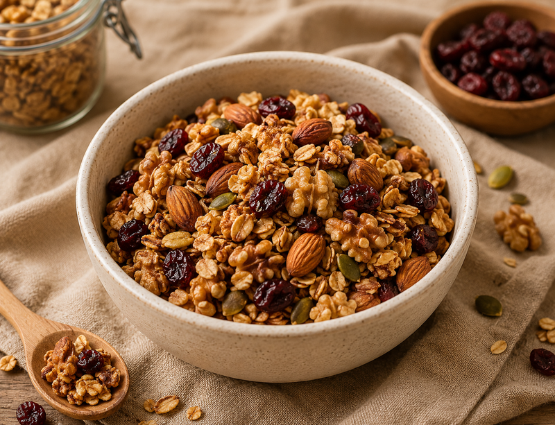 Granola Casera con Frutos Secos y Arándano