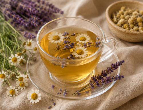Infusión refrescante de manzanilla y lavanda